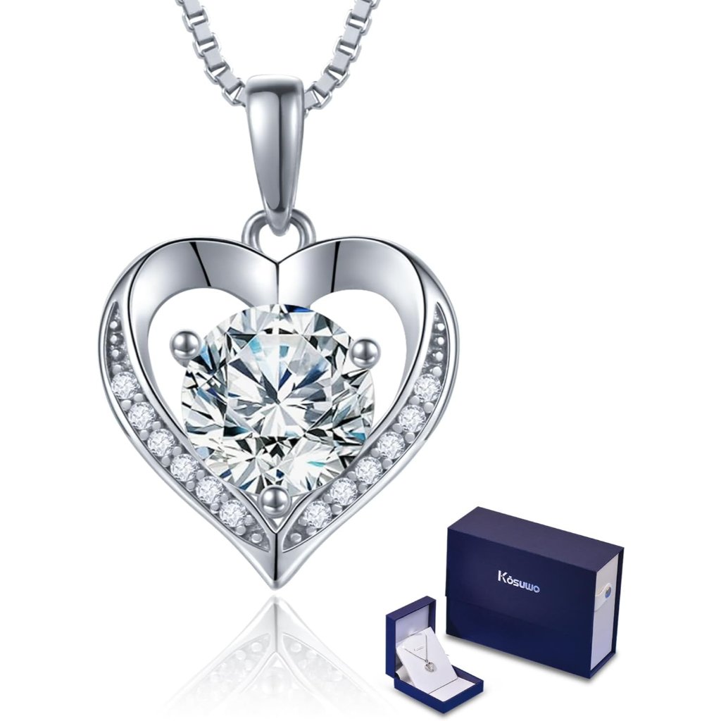 Moissanite Heart Necklace For Women 1.0ctd Silver Gold Plated Gift